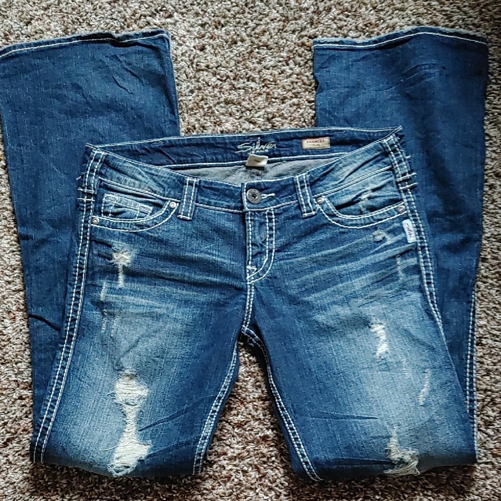 Silver Jeans Women's Boot Cut Distressed Denim